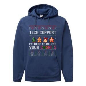 Christmas Tech Support Here To Delete Cookies Xmas Performance Fleece Hoodie