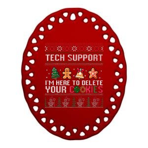 Christmas Tech Support Here To Delete Cookies Xmas Ceramic Oval Ornament