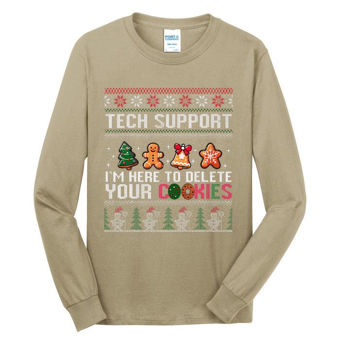 Christmas Tech Support Here To Delete Cookies Xmas Tall Long Sleeve T-Shirt