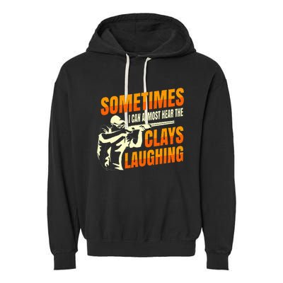 Clay Trap Shooting Flying Launcher Garment-Dyed Fleece Hoodie