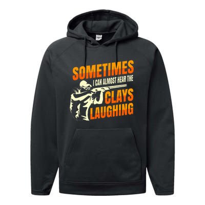 Clay Trap Shooting Flying Launcher Performance Fleece Hoodie