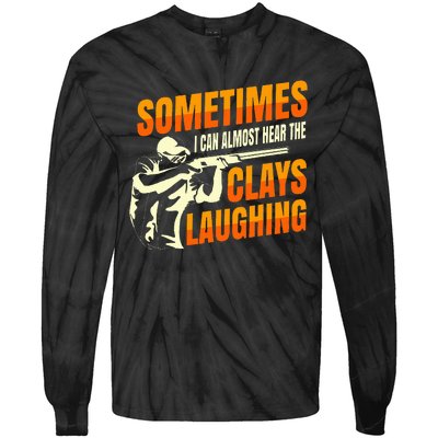 Clay Trap Shooting Flying Launcher Tie-Dye Long Sleeve Shirt