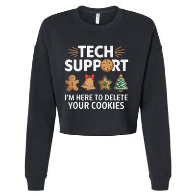 Christmas Tech Support Here To Delete Cookies Xmas(3) Cropped Pullover Crew