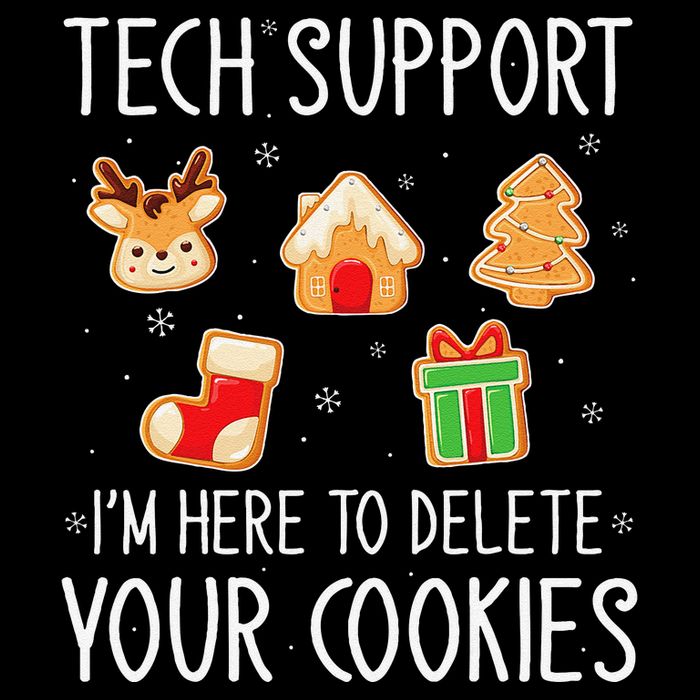Christmas Tech Support Here To Delete Cookies Xmas 7-Panel Snapback Hat