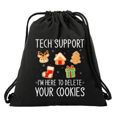 Christmas Tech Support Here To Delete Cookies Xmas Drawstring Bag
