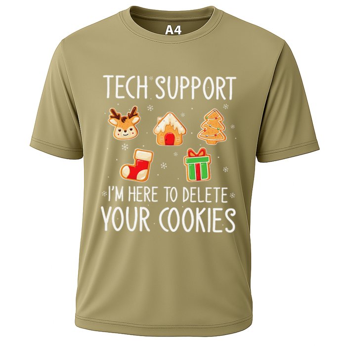 Christmas Tech Support Here To Delete Cookies Xmas Cooling Performance Crew T-Shirt