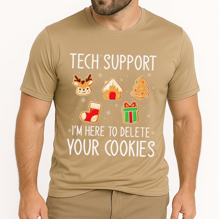 Christmas Tech Support Here To Delete Cookies Xmas Cooling Performance Crew T-Shirt