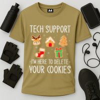 Christmas Tech Support Here To Delete Cookies Xmas Cooling Performance Crew T-Shirt