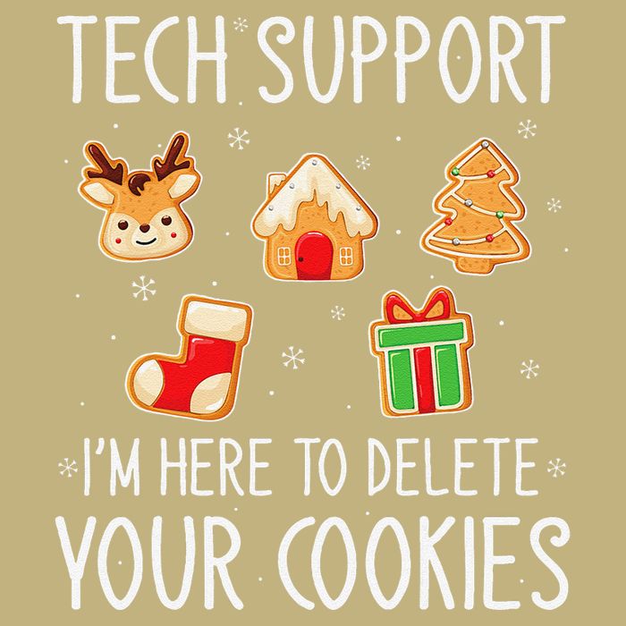 Christmas Tech Support Here To Delete Cookies Xmas Cooling Performance Crew T-Shirt