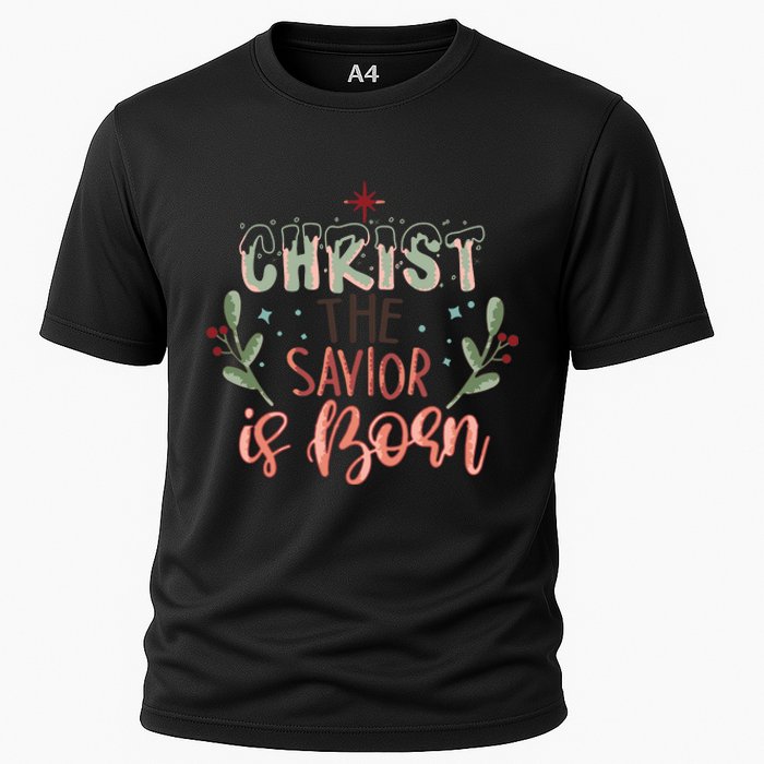 Christ The Savior Is Born Christian Retro Christmas Religious Graphic Plus Size Cooling Performance Crew T-Shirt