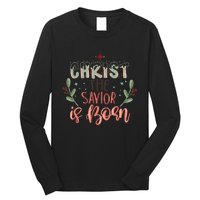 Christ The Savior Is Born Christian Retro Christmas Religious Graphic Plus Size Long Sleeve Shirt