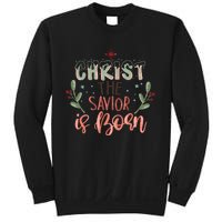 Christ The Savior Is Born Christian Retro Christmas Religious Graphic Plus Size Sweatshirt