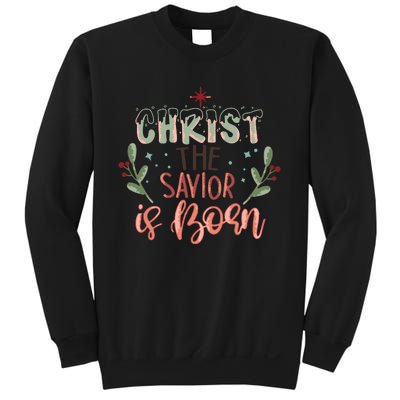 Christ The Savior Is Born Christian Retro Christmas Religious Graphic Plus Size Sweatshirt