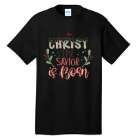 Christ The Savior Is Born Christian Retro Christmas Religious Graphic Plus Size Tall T-Shirt