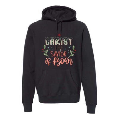 Christ The Savior Is Born Christian Retro Christmas Religious Graphic Plus Size Premium Hoodie