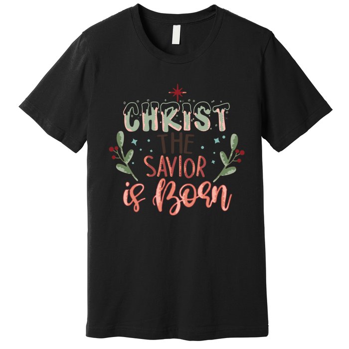 Christ The Savior Is Born Christian Retro Christmas Religious Graphic Plus Size Premium T-Shirt