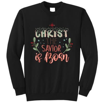 Christ The Savior Is Born Christian Retro Christmas Religious Graphic Plus Size Tall Sweatshirt