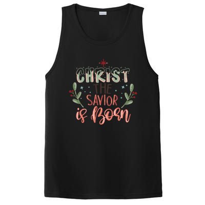 Christ The Savior Is Born Christian Retro Christmas Religious Graphic Plus Size PosiCharge Competitor Tank