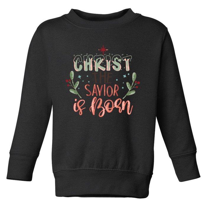 Christ The Savior Is Born Christian Retro Christmas Religious Graphic Plus Size Toddler Sweatshirt