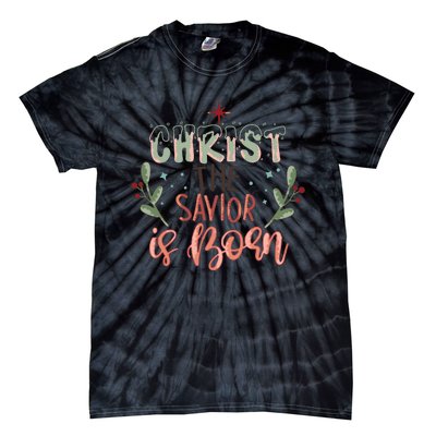 Christ The Savior Is Born Christian Retro Christmas Religious Graphic Plus Size Tie-Dye T-Shirt