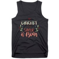 Christ The Savior Is Born Christian Retro Christmas Religious Graphic Plus Size Tank Top