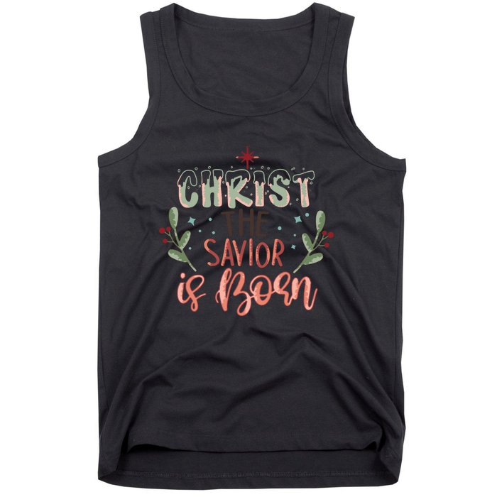 Christ The Savior Is Born Christian Retro Christmas Religious Graphic Plus Size Tank Top