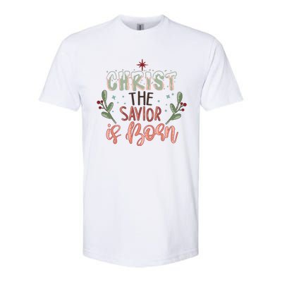 Christ The Savior Is Born Christian Retro Christmas Religious Graphic Plus Size Softstyle CVC T-Shirt