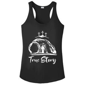 Christians True Story He Is Risen Cross Jesus Easter Day Ladies PosiCharge Competitor Racerback Tank