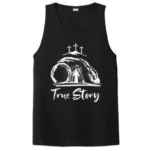 Christians True Story He Is Risen Cross Jesus Easter Day PosiCharge Competitor Tank