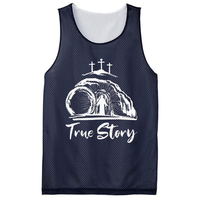 Christians True Story He Is Risen Cross Jesus Easter Day Mesh Reversible Basketball Jersey Tank