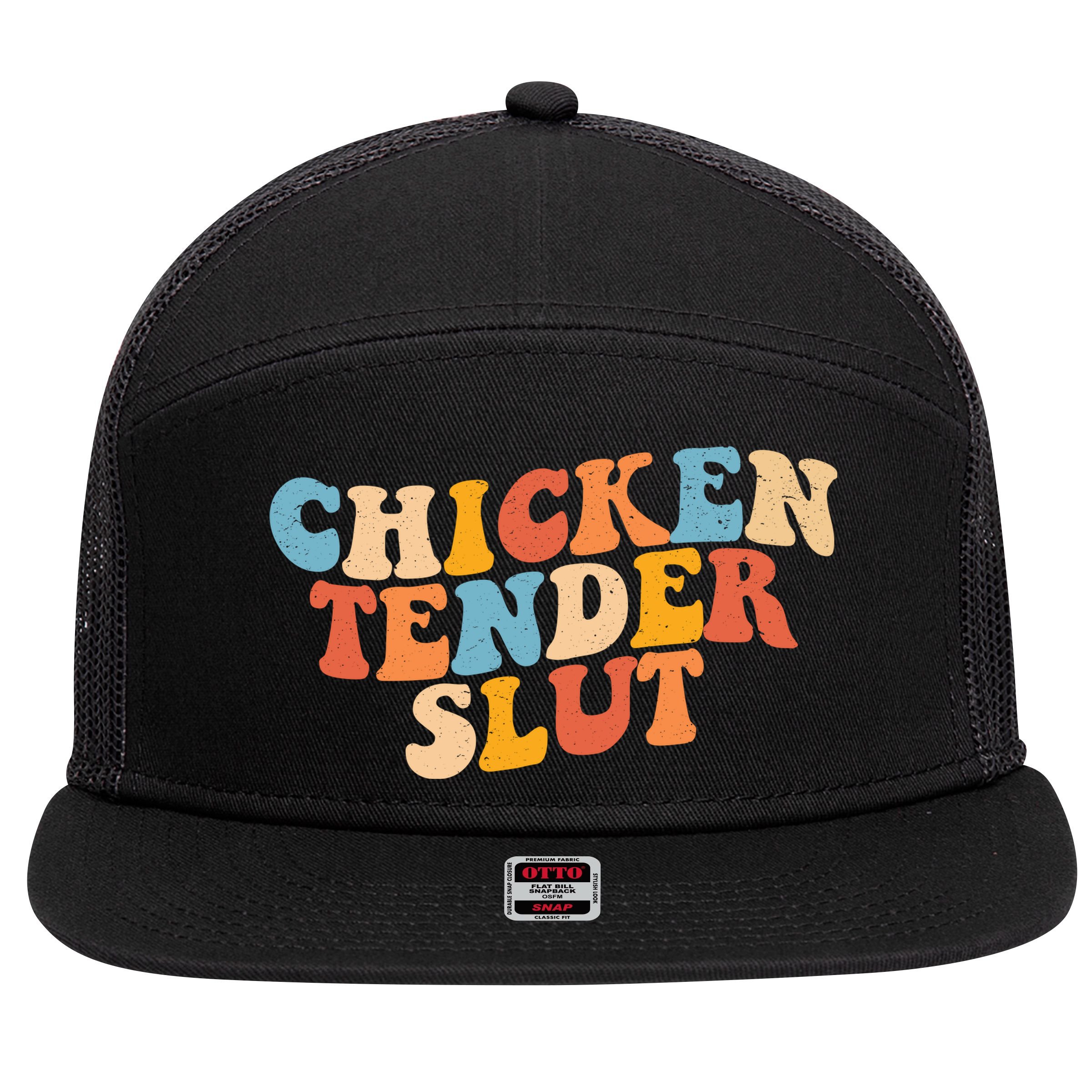 Chicken Tender Slut Retro Funny 7 Panel Mesh Trucker Snapback Hat