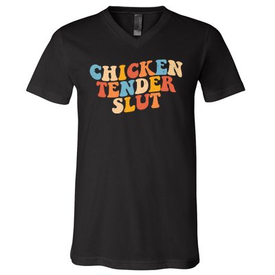 Chicken Tender Slut Retro Funny V-Neck T-Shirt