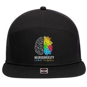 Celebrate The Spectrum Autism Awareness Neurodiversity 7 Panel Mesh Trucker Snapback Hat