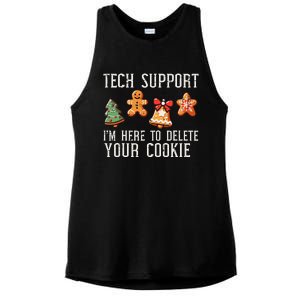 Christmas Tech Support Here To Delete Cookies Xmas Ladies PosiCharge Tri-Blend Wicking Tank