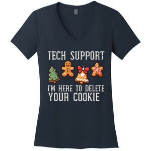 Christmas Tech Support Here To Delete Cookies Xmas Women's V-Neck T-Shirt