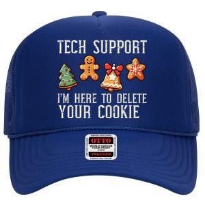 Christmas Tech Support Here To Delete Cookies Xmas High Crown Mesh Back Trucker Hat