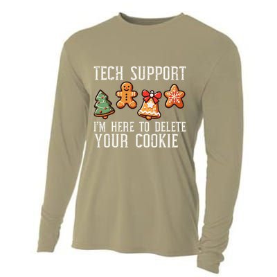 Christmas Tech Support Here To Delete Cookies Xmas Cooling Performance Long Sleeve Crew