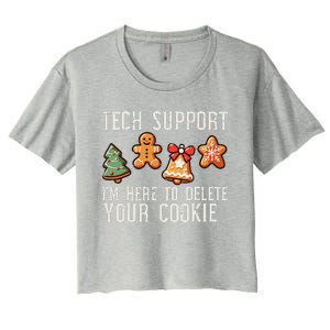 Christmas Tech Support Here To Delete Cookies Xmas Women's Crop Top Tee