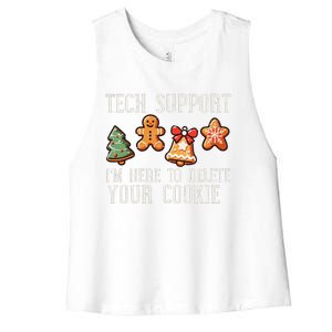 Christmas Tech Support Here To Delete Cookies Xmas Women's Racerback Cropped Tank