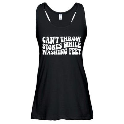 Can't Throw Stones While Washing Feet Ladies Essential Flowy Tank