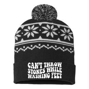 Can't Throw Stones While Washing Feet USA-Made Snowflake Beanie