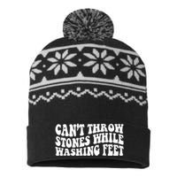 Can't Throw Stones While Washing Feet USA-Made Snowflake Beanie