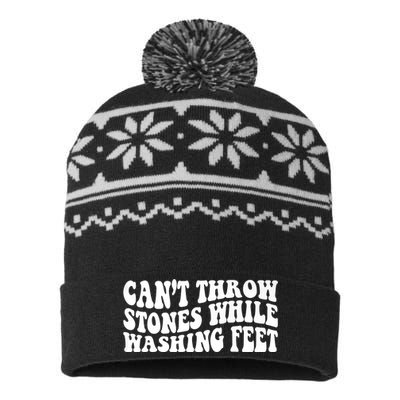 Can't Throw Stones While Washing Feet USA-Made Snowflake Beanie