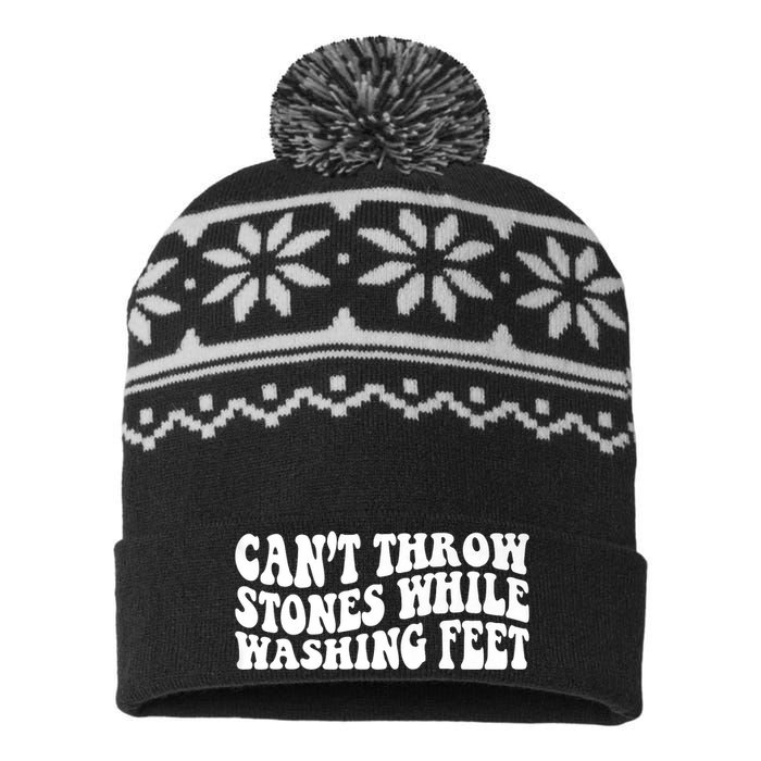 Can't Throw Stones While Washing Feet USA-Made Snowflake Beanie