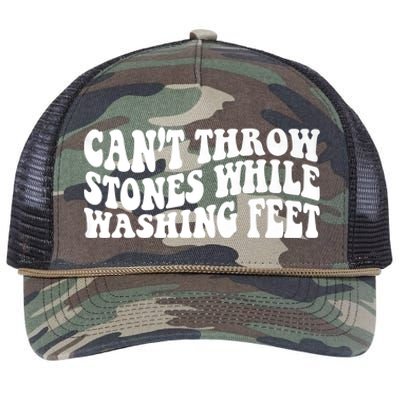 Can't Throw Stones While Washing Feet Retro Rope Trucker Hat Cap