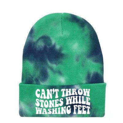 Can't Throw Stones While Washing Feet Tie Dye 12in Knit Beanie