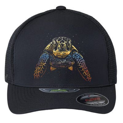 Colorful Turtle Sea Life Flexfit Unipanel Trucker Cap