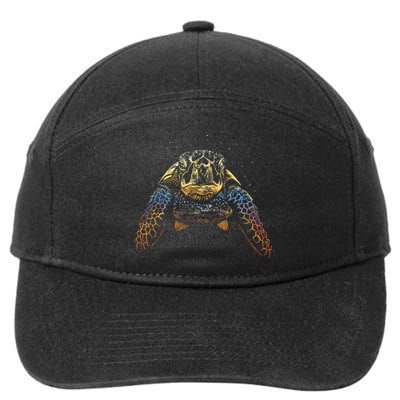 Colorful Turtle Sea Life 7-Panel Snapback Hat