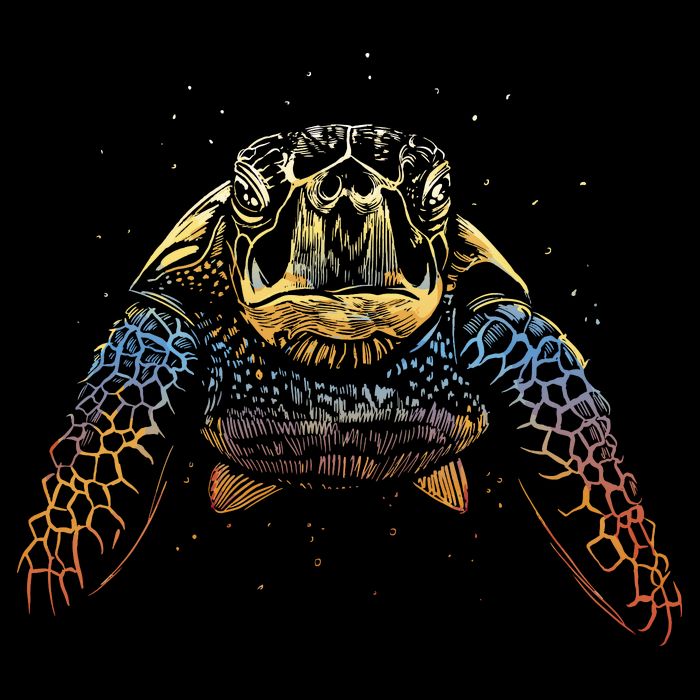 Colorful Turtle Sea Life Ladies Essential Flowy Tank
