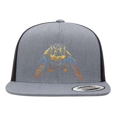 Colorful Turtle Sea Life Flat Bill Trucker Hat